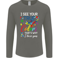 I See Your True Colours Autism Autistic Mens Long Sleeve T-Shirt Charcoal