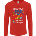 I See Your True Colours Autism Autistic Mens Long Sleeve T-Shirt Red