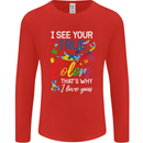 I See Your True Colours Autism Autistic Mens Long Sleeve T-Shirt Red