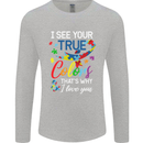 I See Your True Colours Autism Autistic Mens Long Sleeve T-Shirt Sports Grey