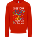 I See Your True Colours Autism Autistic Mens Sweatshirt Jumper Bright Red