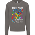 I See Your True Colours Autism Autistic Mens Sweatshirt Jumper Charcoal