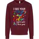 I See Your True Colours Autism Autistic Mens Sweatshirt Jumper Maroon