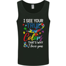 I See Your True Colours Autism Autistic Mens Vest Tank Top Black