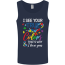 I See Your True Colours Autism Autistic Mens Vest Tank Top Navy Blue