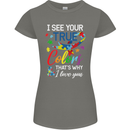 I See Your True Colours Autism Autistic Womens Petite Cut T-Shirt Charcoal