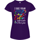 I See Your True Colours Autism Autistic Womens Petite Cut T-Shirt Purple