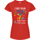 I See Your True Colours Autism Autistic Womens Petite Cut T-Shirt Red