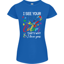 I See Your True Colours Autism Autistic Womens Petite Cut T-Shirt Royal Blue