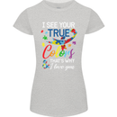 I See Your True Colours Autism Autistic Womens Petite Cut T-Shirt Sports Grey