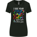 I See Your True Colours Autism Autistic Womens Wider Cut T-Shirt Black