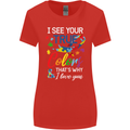 I See Your True Colours Autism Autistic Womens Wider Cut T-Shirt Red