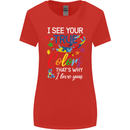 I See Your True Colours Autism Autistic Womens Wider Cut T-Shirt Red