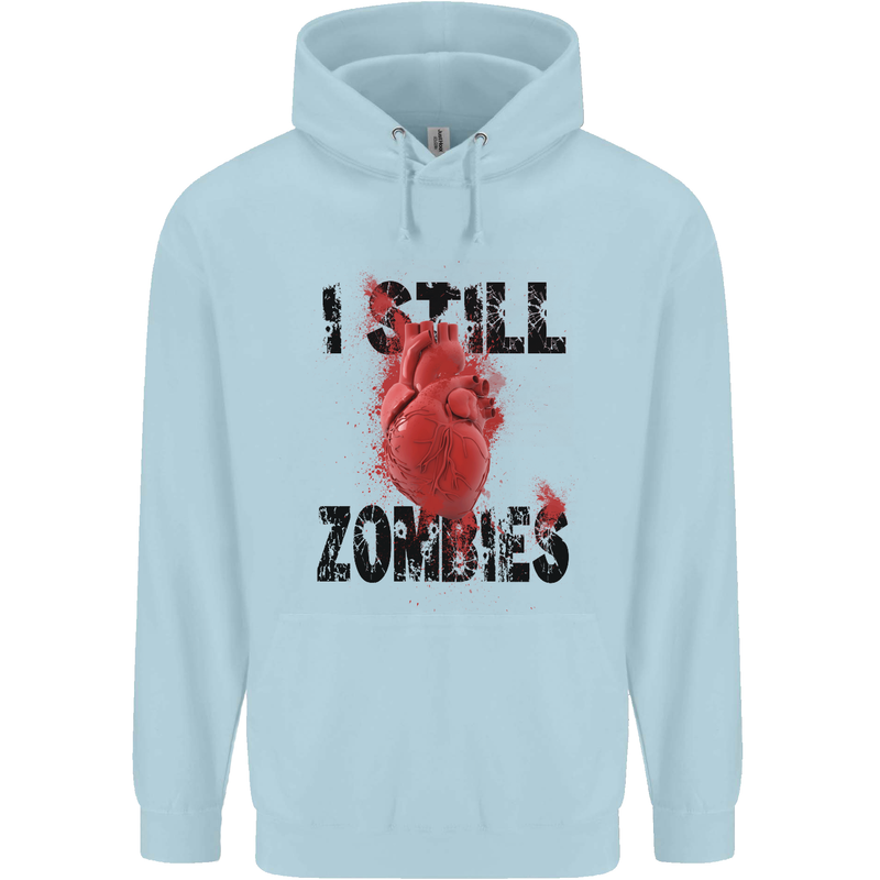I Still Heart Zombies Apocalypse Childrens Kids Hoodie Light Blue