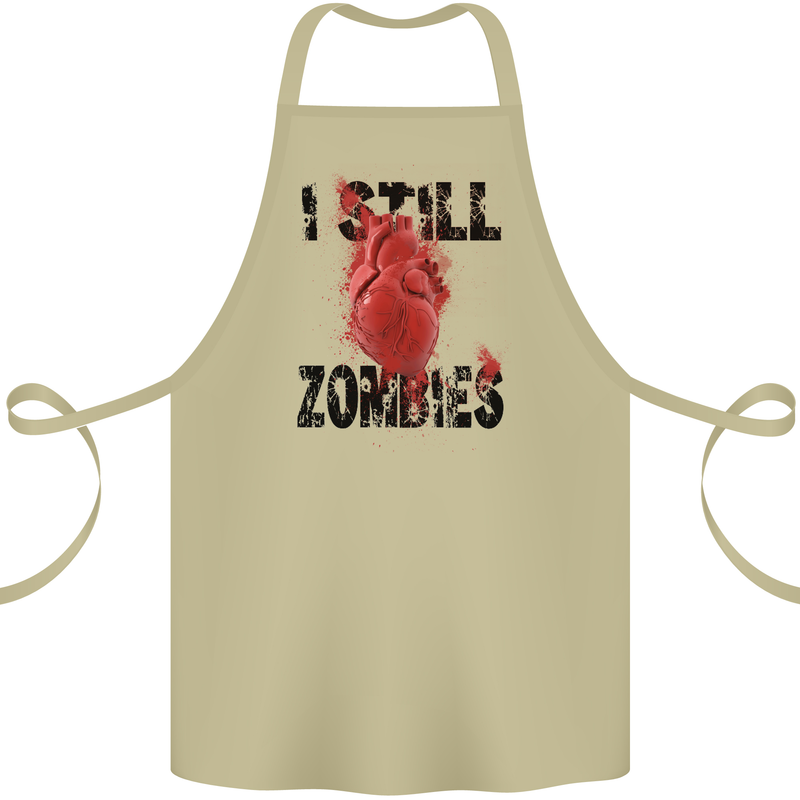 I Still Heart Zombies Apocalypse Cotton Apron 100% Organic Khaki