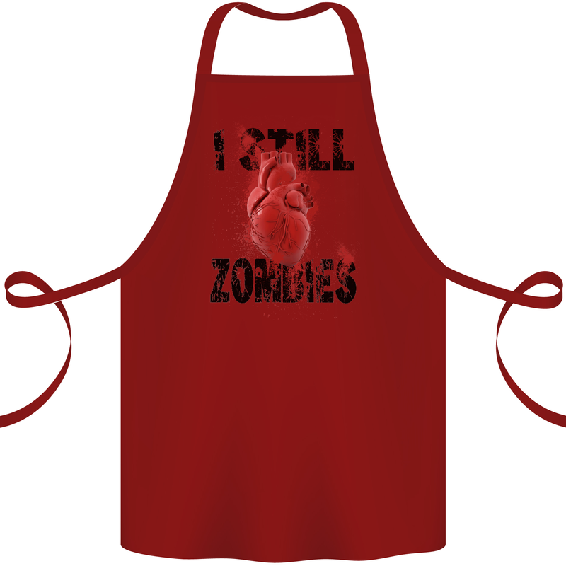 I Still Heart Zombies Apocalypse Cotton Apron 100% Organic Maroon