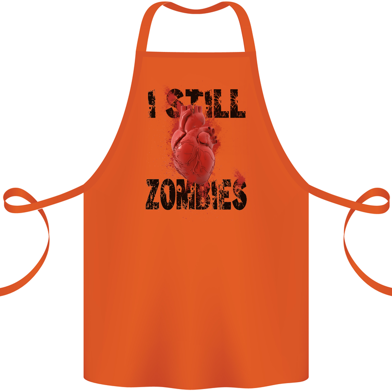 I Still Heart Zombies Apocalypse Cotton Apron 100% Organic Orange