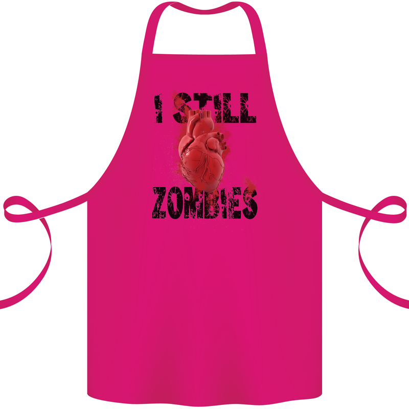 I Still Heart Zombies Apocalypse Cotton Apron 100% Organic Pink