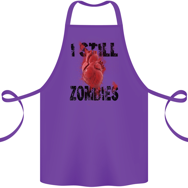 I Still Heart Zombies Apocalypse Cotton Apron 100% Organic Purple