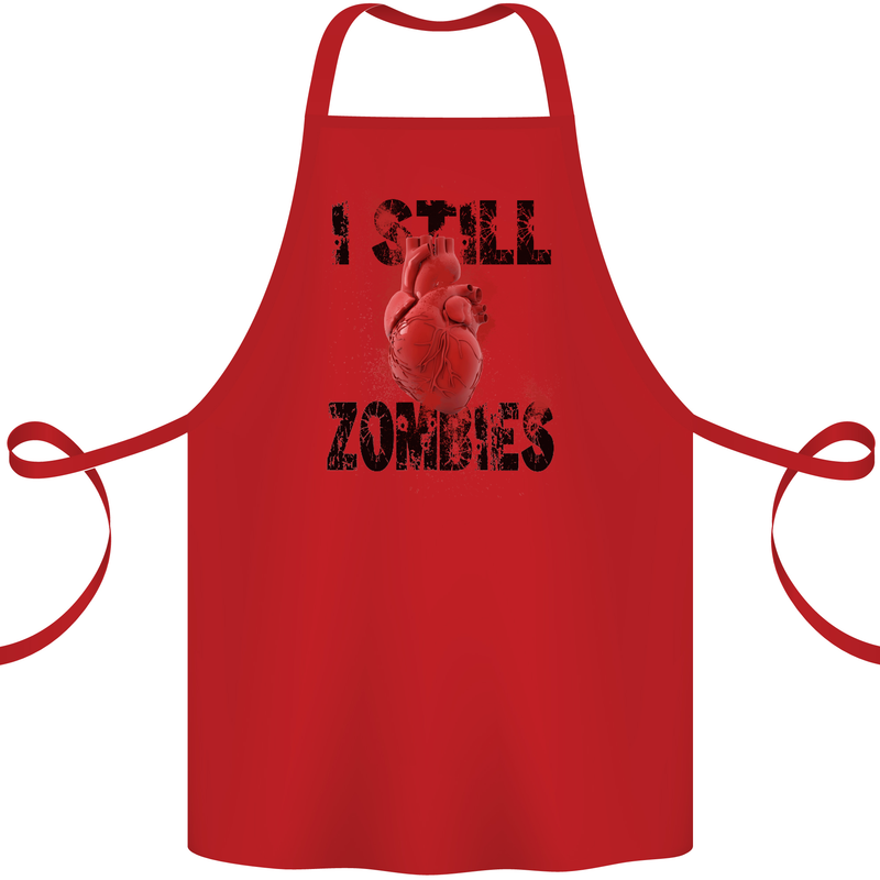 I Still Heart Zombies Apocalypse Cotton Apron 100% Organic Red