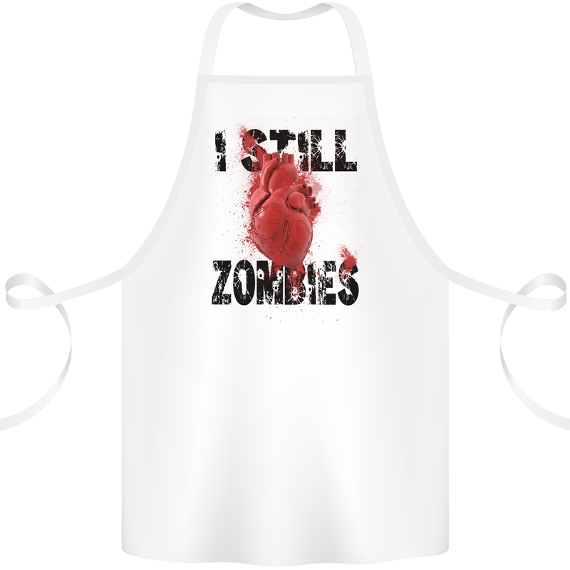 I Still Heart Zombies Apocalypse Cotton Apron 100% Organic White