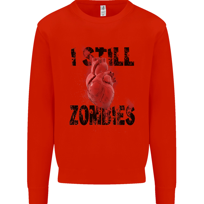 I Still Heart Zombies Apocalypse Kids Sweatshirt Jumper Bright Red