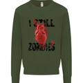 I Still Heart Zombies Apocalypse Kids Sweatshirt Jumper Forest Green