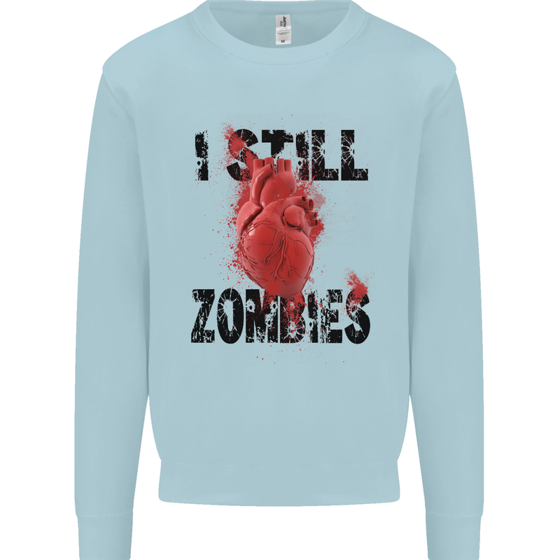 I Still Heart Zombies Apocalypse Kids Sweatshirt Jumper Light Blue
