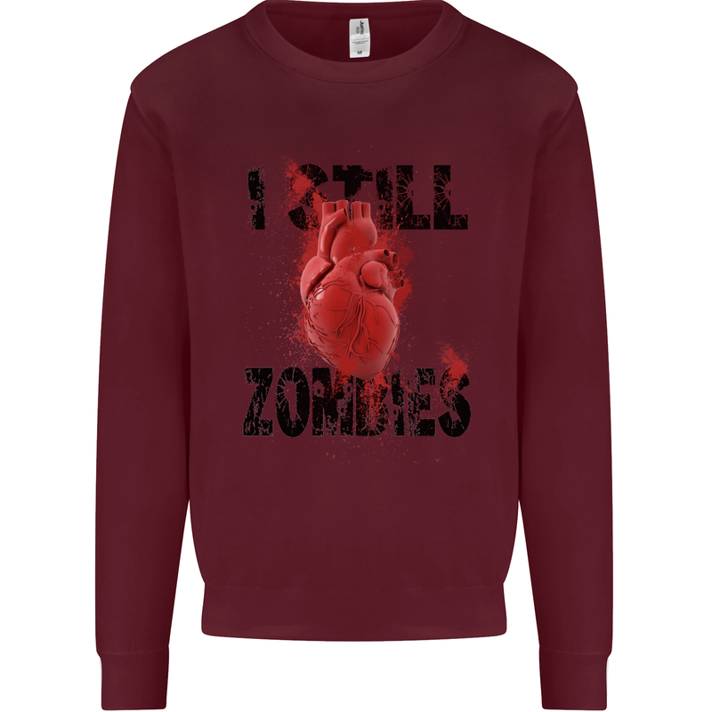 I Still Heart Zombies Apocalypse Kids Sweatshirt Jumper Maroon
