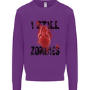 I Still Heart Zombies Apocalypse Kids Sweatshirt Jumper Purple