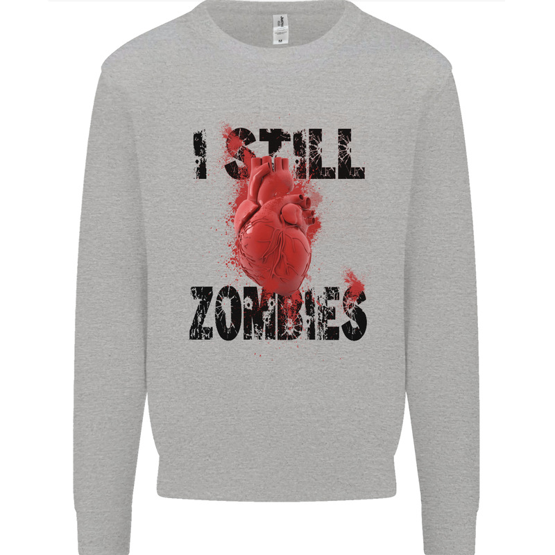 I Still Heart Zombies Apocalypse Kids Sweatshirt Jumper Sports Grey