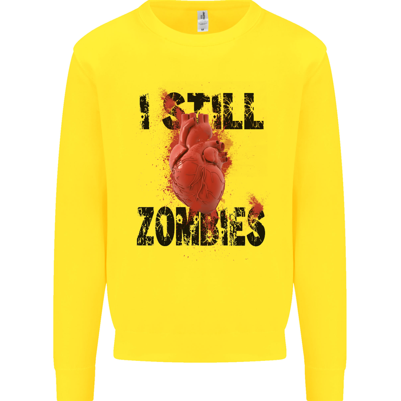 I Still Heart Zombies Apocalypse Kids Sweatshirt Jumper Yellow