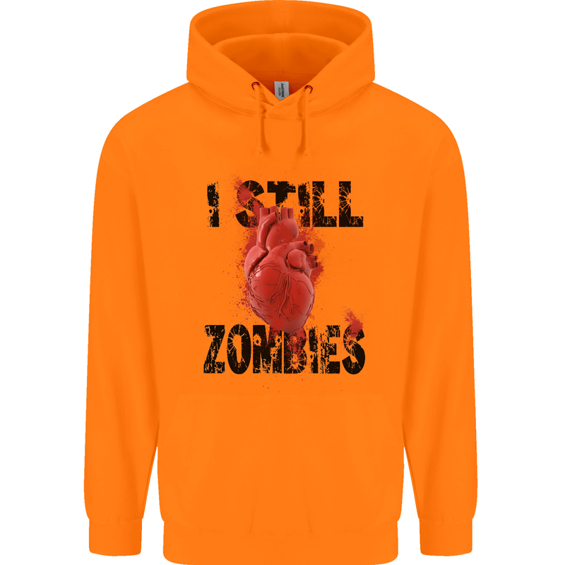I Still Heart Zombies Apocalypse Mens 80% Cotton Hoodie Orange