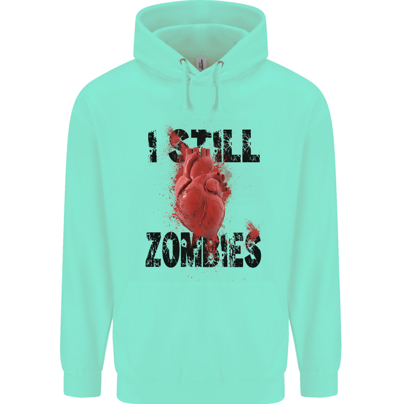 I Still Heart Zombies Apocalypse Mens 80% Cotton Hoodie Peppermint