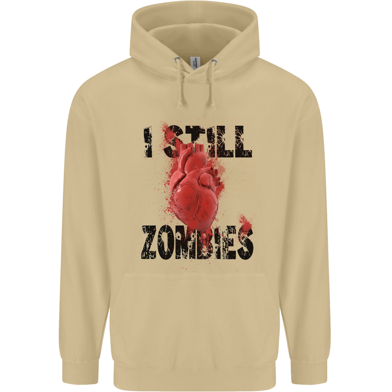 I Still Heart Zombies Apocalypse Mens 80% Cotton Hoodie Sand