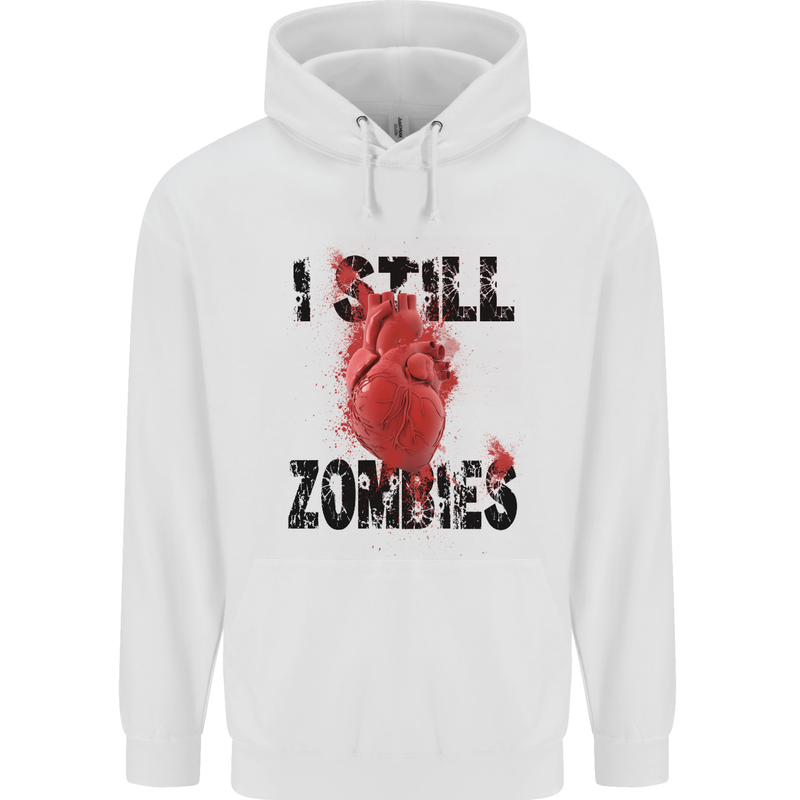 I Still Heart Zombies Apocalypse Mens 80% Cotton Hoodie White
