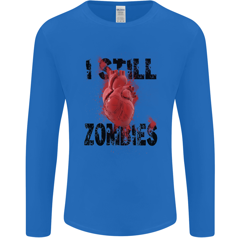 I Still Heart Zombies Apocalypse Mens Long Sleeve T-Shirt Royal Blue