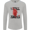 I Still Heart Zombies Apocalypse Mens Long Sleeve T-Shirt Sports Grey
