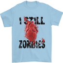 I Still Heart Zombies Apocalypse Mens T-Shirt Cotton Gildan Light Blue