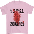 I Still Heart Zombies Apocalypse Mens T-Shirt Cotton Gildan Light Pink