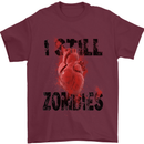 I Still Heart Zombies Apocalypse Mens T-Shirt Cotton Gildan Maroon