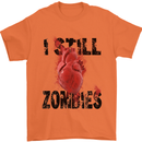 I Still Heart Zombies Apocalypse Mens T-Shirt Cotton Gildan Orange