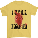 I Still Heart Zombies Apocalypse Mens T-Shirt Cotton Gildan Yellow