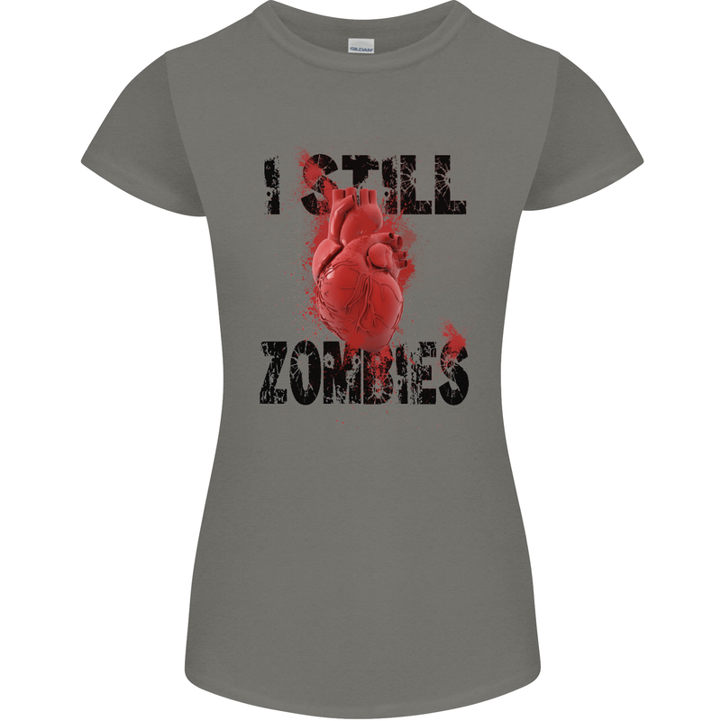 I Still Heart Zombies Apocalypse Womens Petite Cut T-Shirt Charcoal