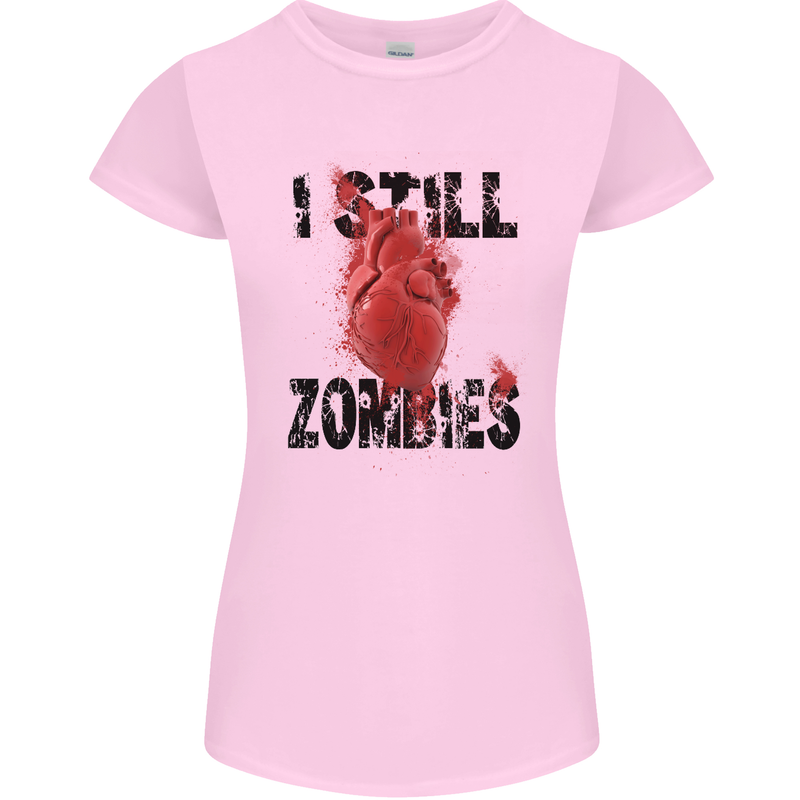 I Still Heart Zombies Apocalypse Womens Petite Cut T-Shirt Light Pink