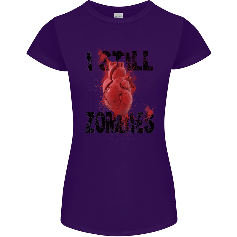 I Still Heart Zombies Apocalypse Womens Petite Cut T-Shirt Purple