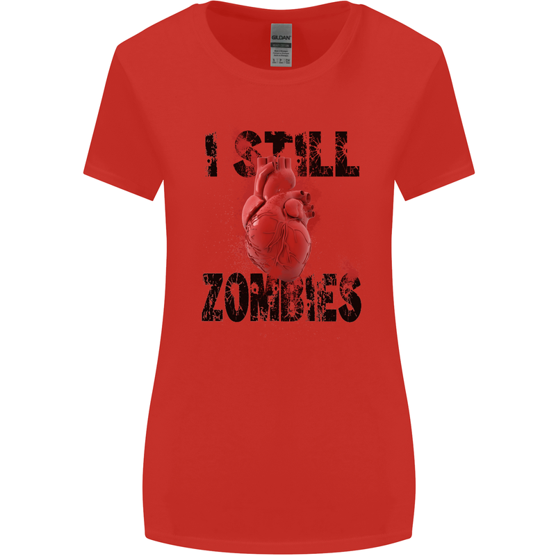 I Still Heart Zombies Apocalypse Womens Wider Cut T-Shirt Red