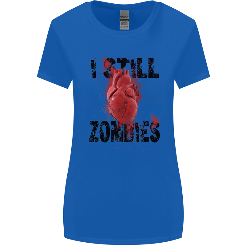 I Still Heart Zombies Apocalypse Womens Wider Cut T-Shirt Royal Blue