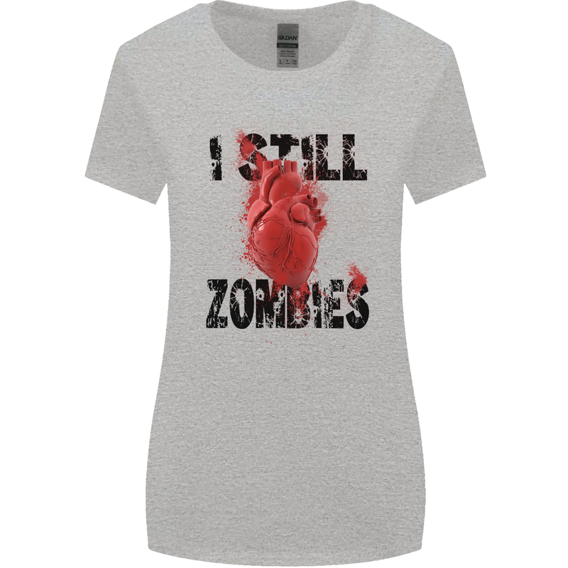 I Still Heart Zombies Apocalypse Womens Wider Cut T-Shirt Sports Grey