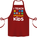 I Teach Awesome Kids Funny Teacher Teaching Cotton Apron 100% Organic Maroon